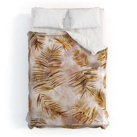 Ninola Design Moroccan Watery Palms Gold Duvet Cover