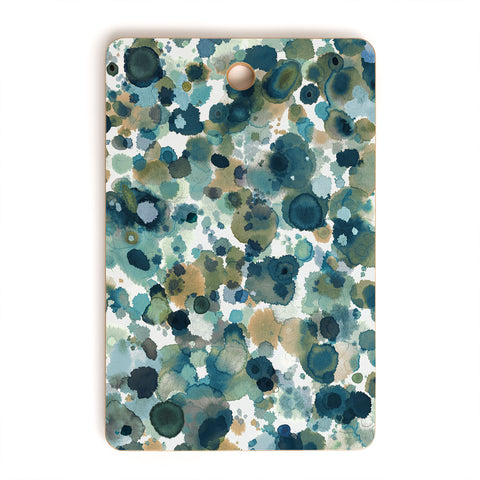 Ninola Design Moss Forest Blue Gold Cutting Board Rectangle