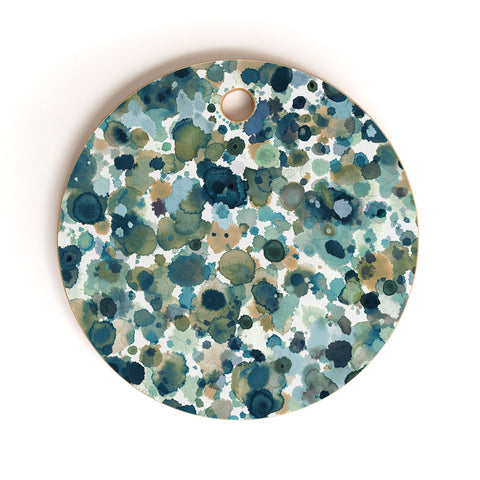 Ninola Design Moss Forest Blue Gold Cutting Board Round