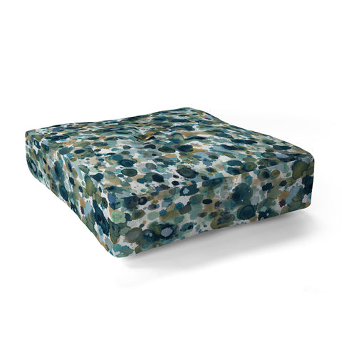 Ninola Design Moss Forest Blue Gold Floor Pillow Square