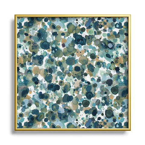 Ninola Design Moss Forest Blue Gold Square Metal Framed Art Print