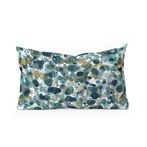 Ninola Design Moss Forest Blue Gold Oblong Throw Pillow