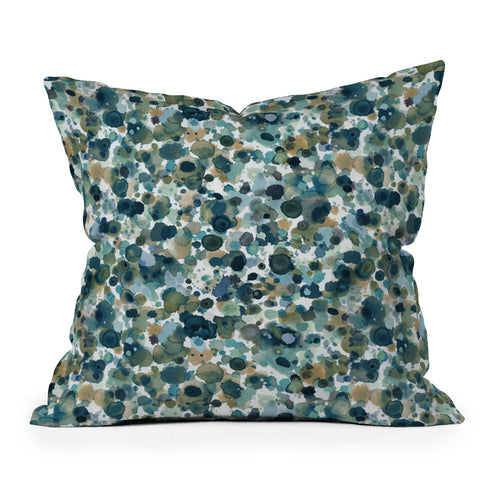 Ninola Design Moss Forest Blue Gold Outdoor Throw Pillow