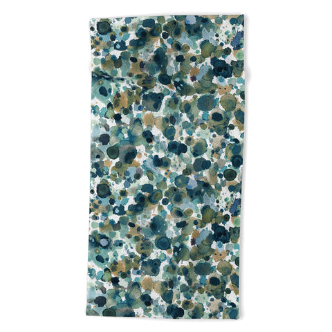 Ninola Design Moss Forest Blue Gold Beach Towel