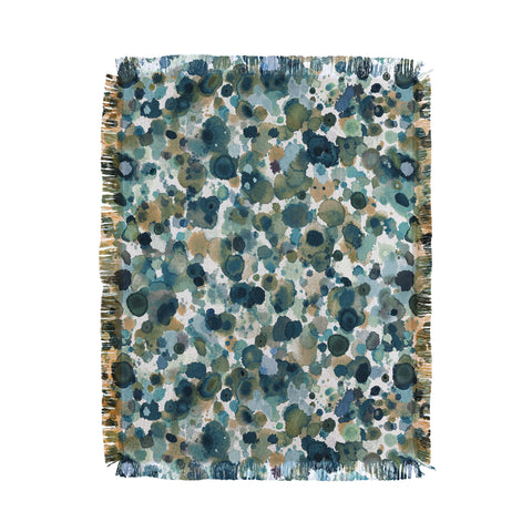 Ninola Design Moss Forest Blue Gold Throw Blanket