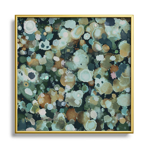 Ninola Design Moss Forest Dark Blue Square Metal Framed Art Print