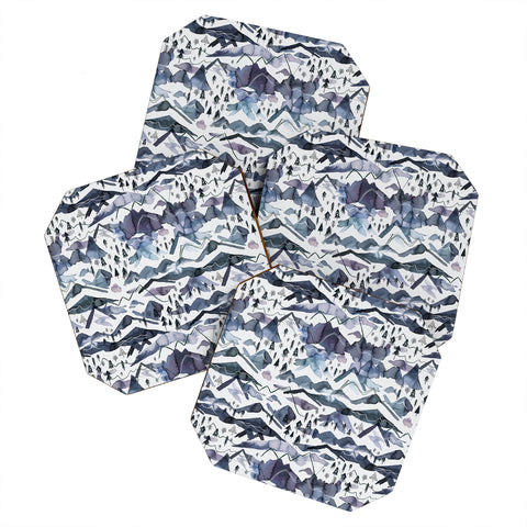 Ninola Design Mountains landscape Blue Coaster Set