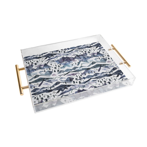 Ninola Design Mountains landscape Blue Acrylic Tray