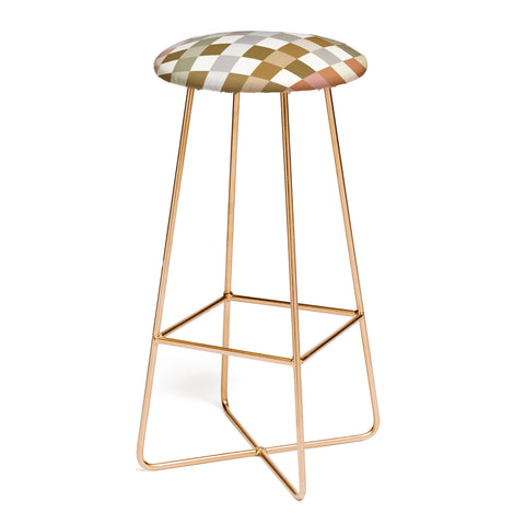 Ninola Design Multicolored Checker Natural Bar Stool