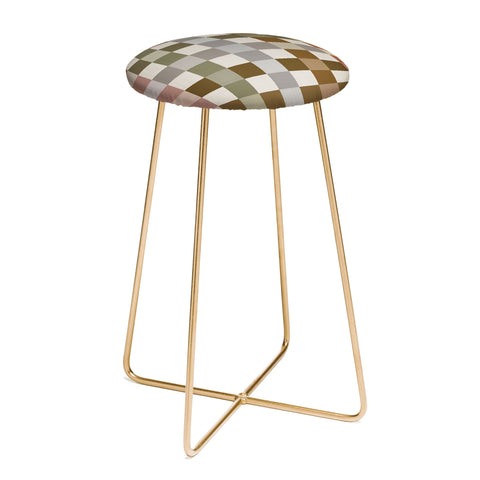 Ninola Design Multicolored Checker Natural Counter Stool