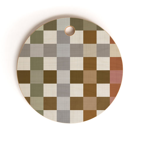 Ninola Design Multicolored Checker Natural Cutting Board Round