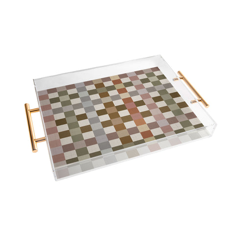 Ninola Design Multicolored Checker Natural Acrylic Tray