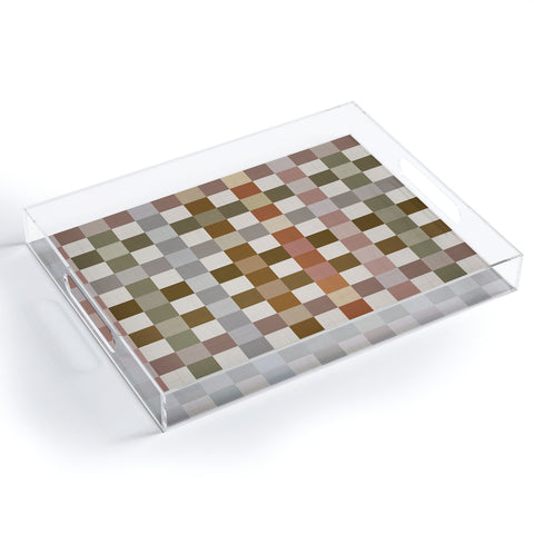 Ninola Design Multicolored Checker Natural Acrylic Tray