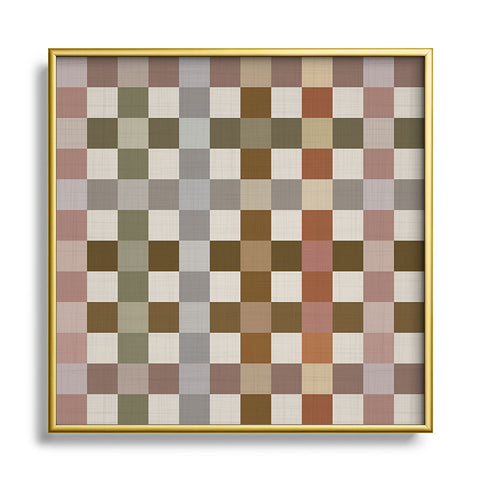 Ninola Design Multicolored Checker Natural Square Metal Framed Art Print