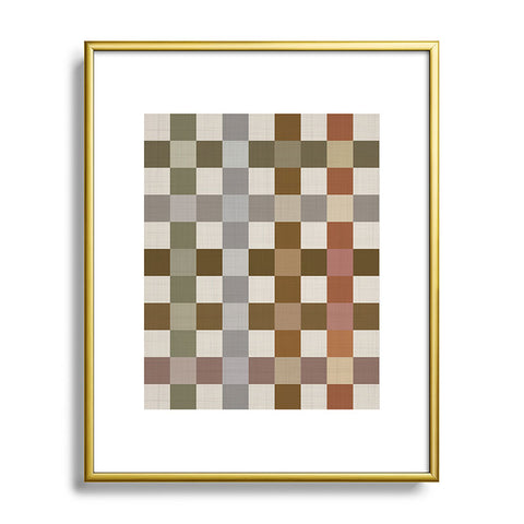 Ninola Design Multicolored Checker Natural Metal Framed Art Print