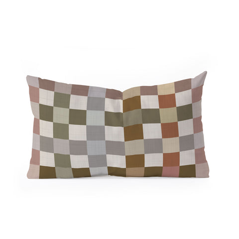 Ninola Design Multicolored Checker Natural Oblong Throw Pillow