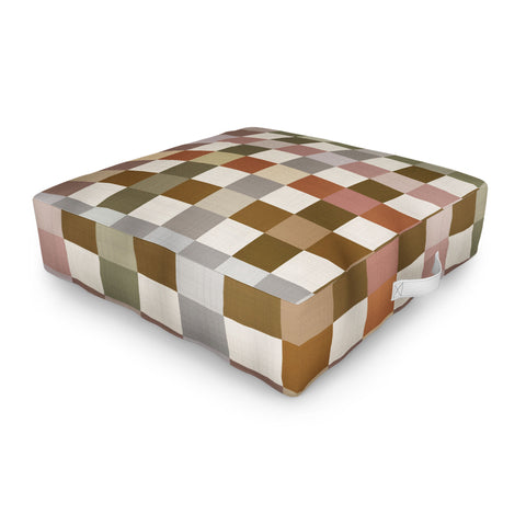 Ninola Design Multicolored Checker Natural Outdoor Floor Cushion