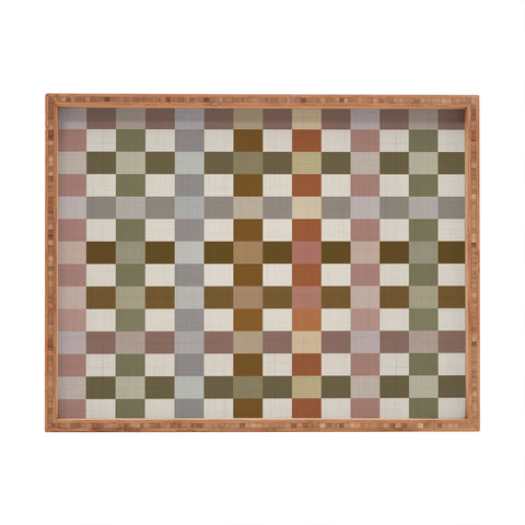 Ninola Design Multicolored Checker Natural Rectangular Tray