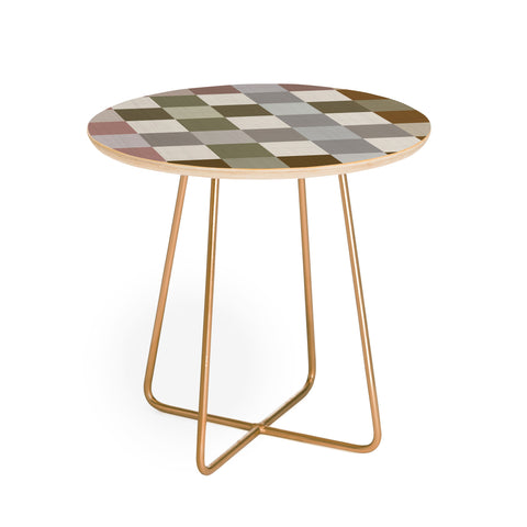 Ninola Design Multicolored Checker Natural Round Side Table