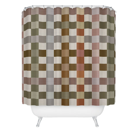 Ninola Design Multicolored Checker Natural Shower Curtain