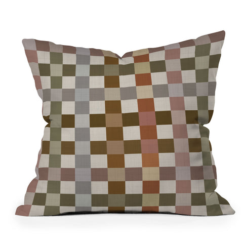 Ninola Design Multicolored Checker Natural Outdoor Throw Pillow