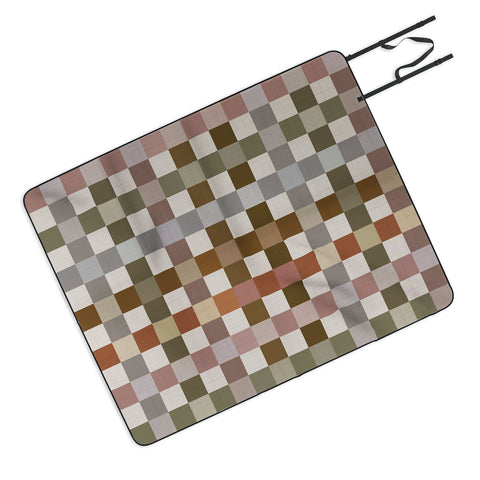 Ninola Design Multicolored Checker Natural Picnic Blanket