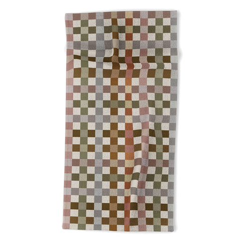 Ninola Design Multicolored Checker Natural Beach Towel