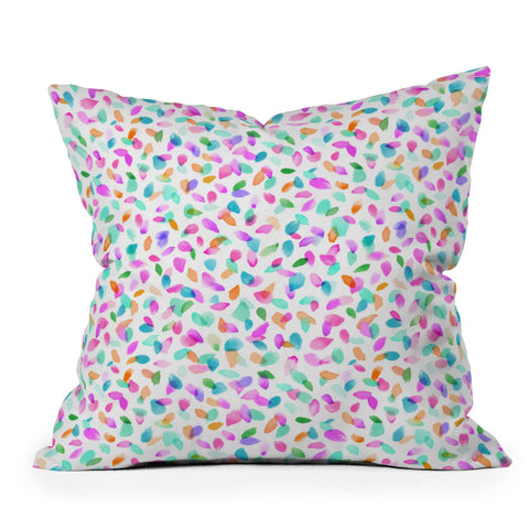 Ninola Design Multicolored Confetti Flowers Outdoor Throw Pillow