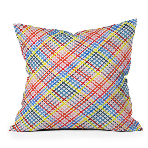 Ninola Design Multicolored diagonal gingham Outdoor Throw Pillow