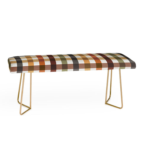 Ninola Design Multicolored Gingham Rustic Ginger Bench