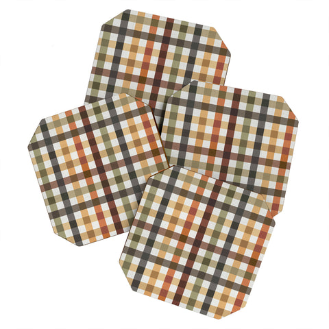 Ninola Design Multicolored Gingham Rustic Ginger Coaster Set