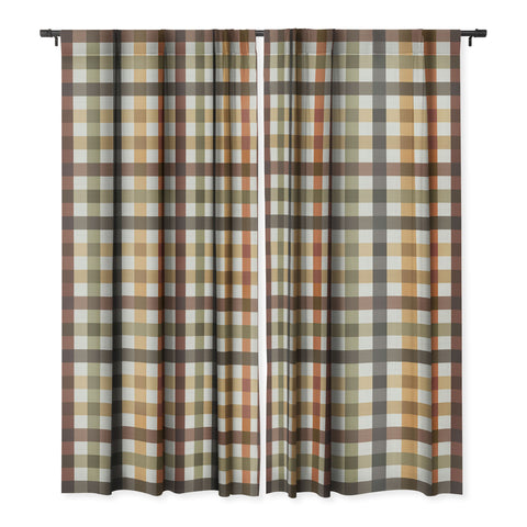 Ninola Design Multicolored Gingham Rustic Ginger Blackout Window Curtain