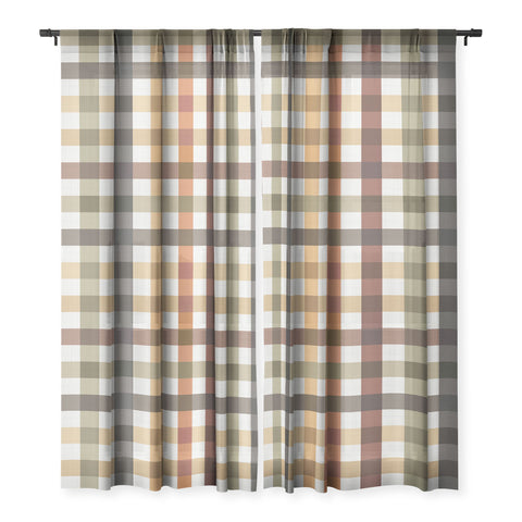 Ninola Design Multicolored Gingham Rustic Ginger Sheer Non Repeat