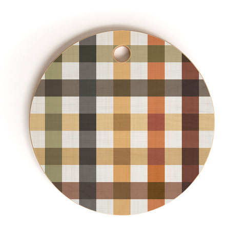 Ninola Design Multicolored Gingham Rustic Ginger Cutting Board Round