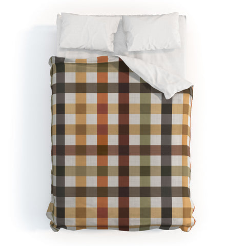 Ninola Design Multicolored Gingham Rustic Ginger Duvet Cover