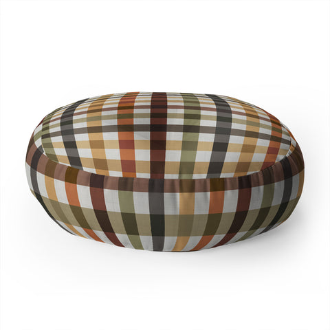 Ninola Design Multicolored Gingham Rustic Ginger Floor Pillow Round