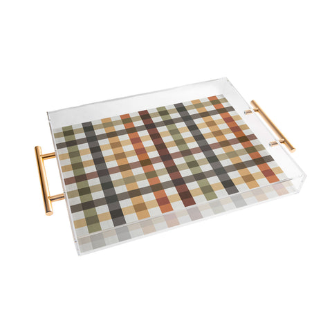 Ninola Design Multicolored Gingham Rustic Ginger Acrylic Tray