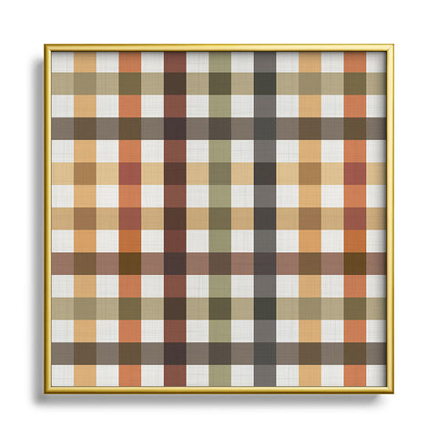 Ninola Design Multicolored Gingham Rustic Ginger Square Metal Framed Art Print