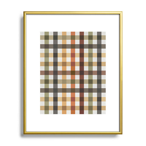 Ninola Design Multicolored Gingham Rustic Ginger Metal Framed Art Print