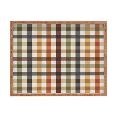 Ninola Design Multicolored Gingham Rustic Ginger Rectangular Tray