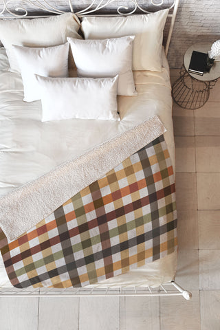 Ninola Design Multicolored Gingham Rustic Ginger Fleece Throw Blanket