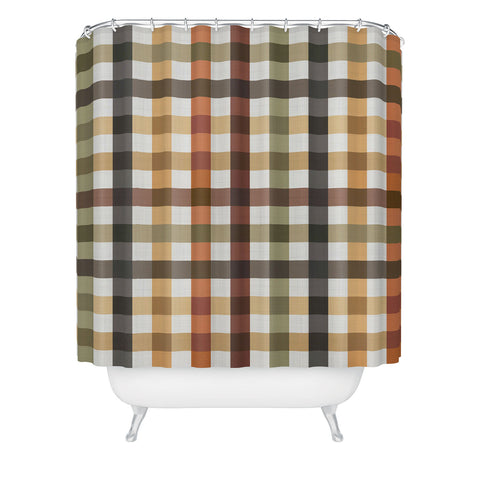 Ninola Design Multicolored Gingham Rustic Ginger Shower Curtain