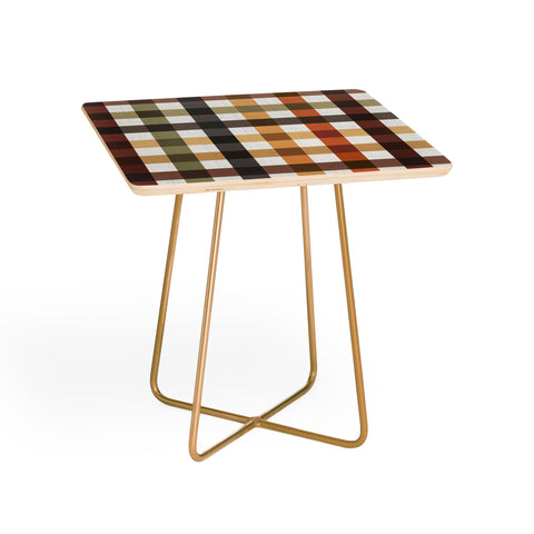 Ninola Design Multicolored Gingham Rustic Ginger Side Table