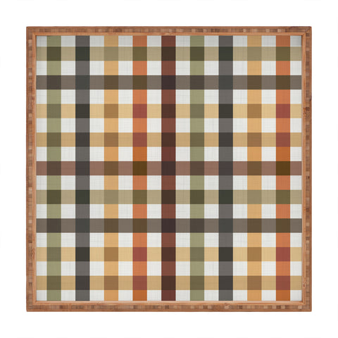 Ninola Design Multicolored Gingham Rustic Ginger Square Tray