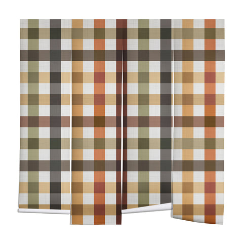 Ninola Design Multicolored Gingham Rustic Ginger Wall Mural