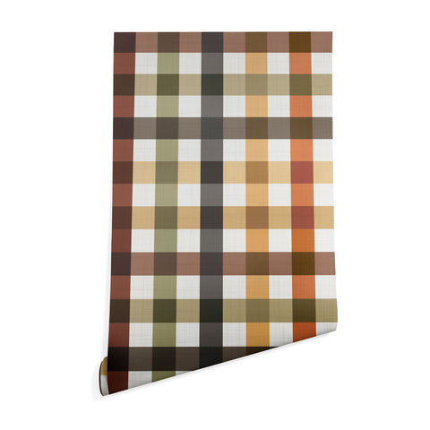 Ninola Design Multicolored Gingham Rustic Ginger Wallpaper
