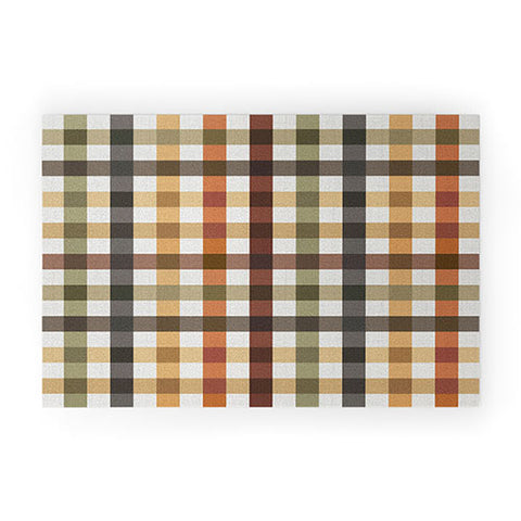 Ninola Design Multicolored Gingham Rustic Ginger Welcome Mat