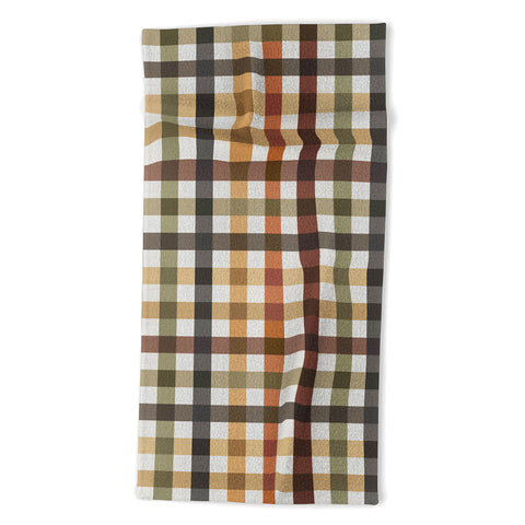 Ninola Design Multicolored Gingham Rustic Ginger Beach Towel