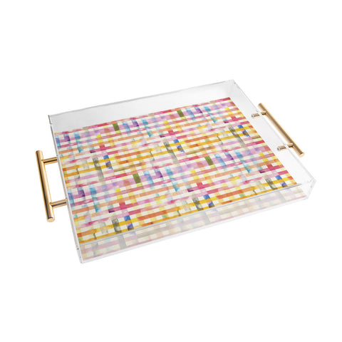 Ninola Design Multicolored gingham squares watercolor Acrylic Tray