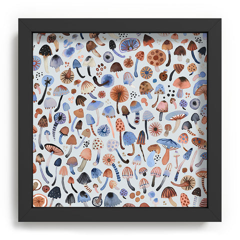 Ninola Design Mushrooms Nature Forest Blue Recessed Framing Square